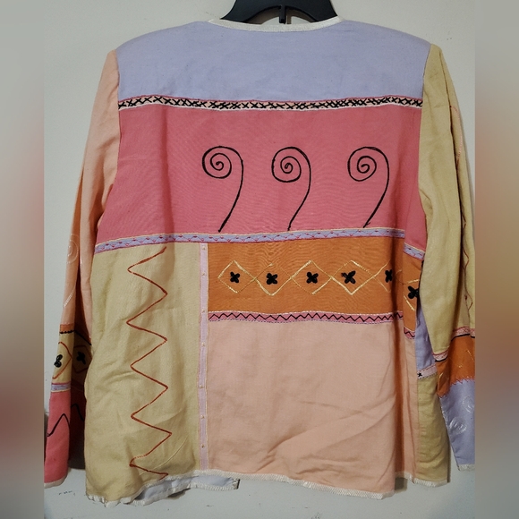 Indigo Moon Womens Patchwork design Embroidered Lightweight Jacket Large - Picture 4 of 4